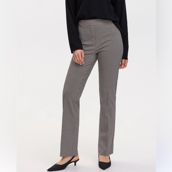 Reitmans Tan Houndstooth pullon pattern Straight Leg Pants High waist women's 6 - Picture 1 of 11